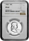 1962 50C Proof Silver Franklin Half Dollar NGC Graded PF 67 in New Holder