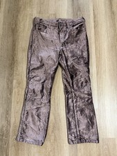 Free People In My Feels Crushed Velvet Pants Women s 29 Taupe Ankle Stretch
