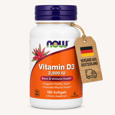 NOW Vitamin D3 2500 IU 62,5 µg 180 Softgels Vitamin D-3 Non-GMO