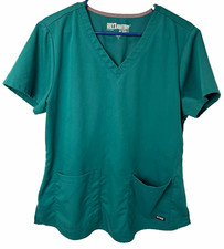 Grey's Anatomy by Barco Women's Scrub Top Size L Teal Green V-Neck 2 Pocket