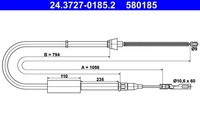 Handbremsseil Seilzug FÜR Audi A2 (8Z0) - ATE 24.3727-0185.2