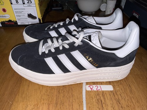 Adidas Gazelle Bold Shoes Womens 8.5 Black Suede Platform Sneakers HQ6912