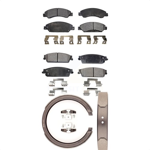 Front Rear Semi-Metallic Brake Pads Parking Shoe Kit For Chevrolet Avalanche GMC - Picture 7 of 12