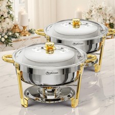 Chafing Dishes for Buffet 2 Pack, 6QT Round Chafing Dishes for Buffet Elegan...