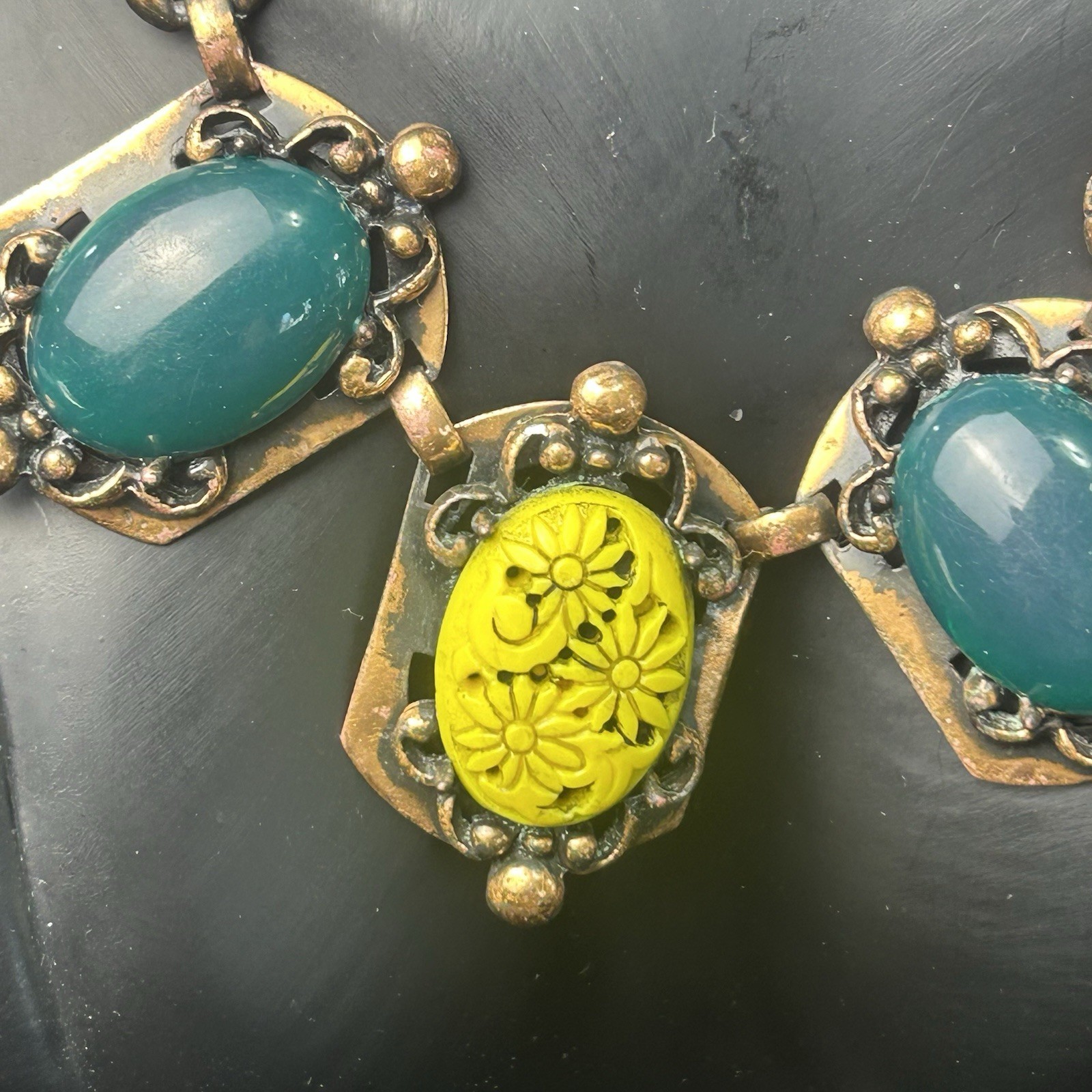 Vintage Brutalist Solid Copper Stone Statement Ne… - image 5