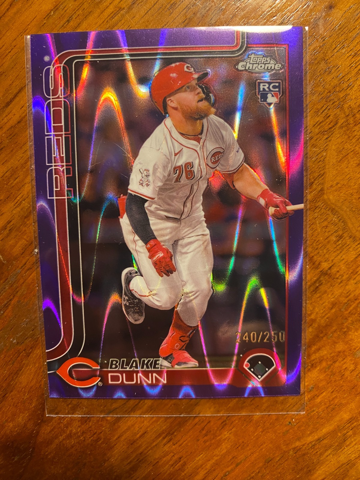 2025 Topps Chrome Blake Dunn #161 Purple Raywave 240/250 Cincinnati Reds