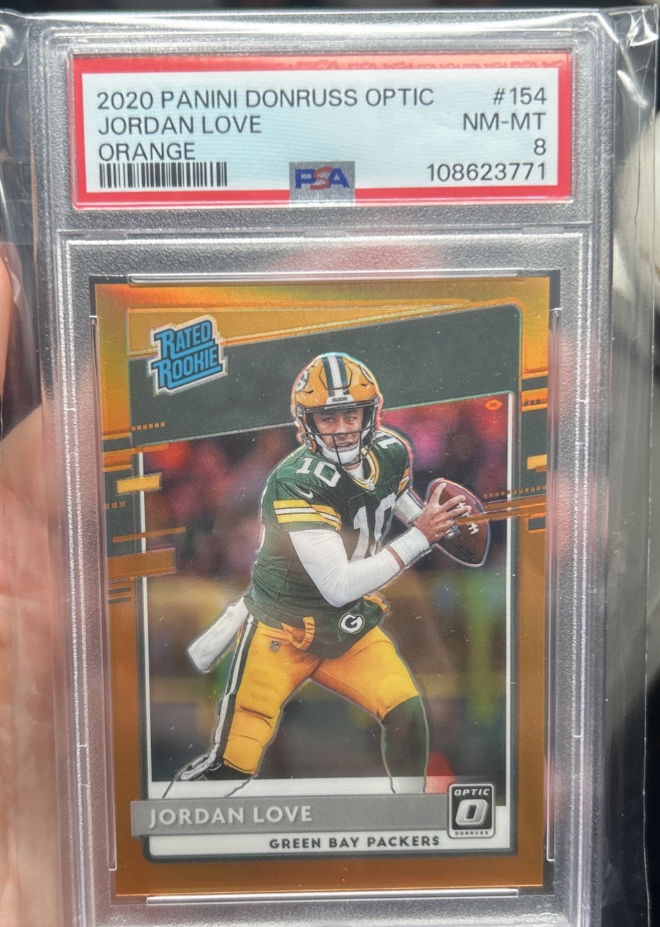Jordan Love 2020 Panini Donruss Optic Orange Prizm  /199 PSA 8
