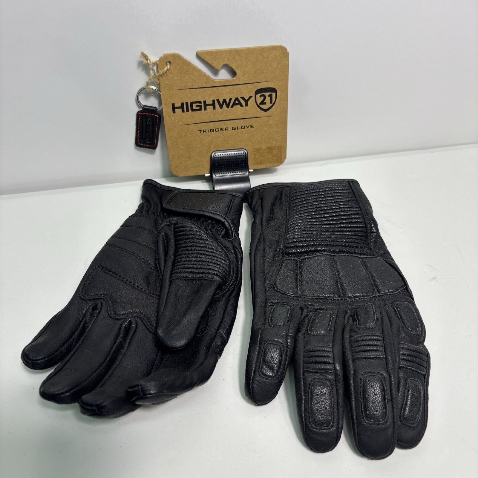 Highway 21 Trigger Leather Motorcycle Dirt Bike Gloves Black Men's Size 2XL