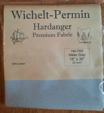 Wichelt-Permin Hardanger Premium Fabric Water Gray 18" x 30" Cotton Unused 22 CT