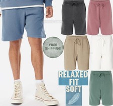 Mens Pigment Dyed Fleece Shorts With POCKETS Soft Blend Relaxed Fit XS-2XL NEW 