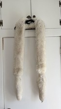 about 90 Vtg Arctic Fox Real Fur Stole Wrap Boa White black tips Tail Ends READ