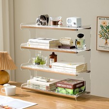 4-Tier Acrylic Storage Shelf Bookshelf Display Rack Desktop Organizer