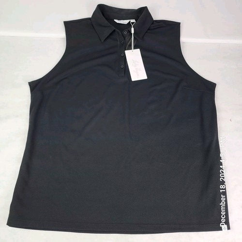 Lady Hagen Shirt Damen XXL Golf Polo ärmellos schwarz feuchtigkeitsableitend UPF Active Neu