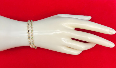 10k massiv Gold 1 ct. SMARAGD Armband, 10k massiv Gold 1 ct. SAPHIR Armband