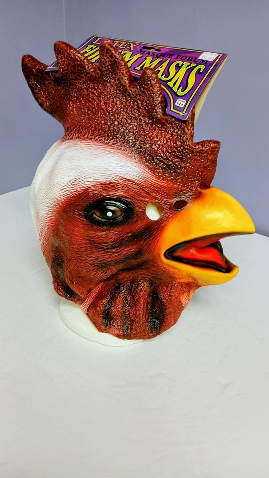 Chicken Mask White/Red Full Head Latex Farm Animal Mask One Size - Image 2 of 4