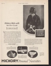 1926 HICKORY BELT SANITARY NAPKIN SECURA CLASP GAUZE TAB HEALTH DECOR AD 13107