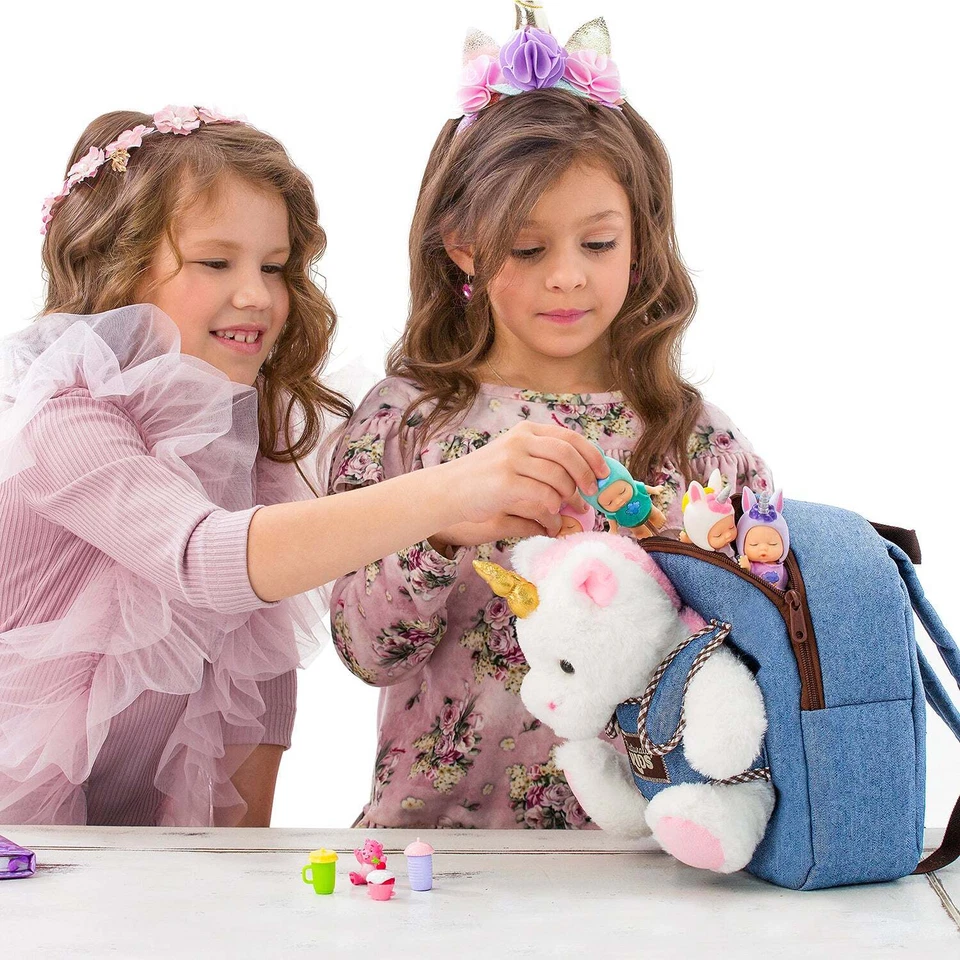 Mochila infantil com brinquedo unicórnio de pelúcia pequena para meninas 3-5 anos naturalmente crianças - Imagem 4 de 4