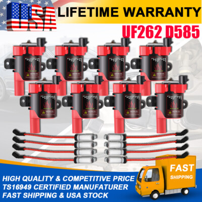 8X Ignition Coils Spark Plug Wire For Chevy LS Silverado GMC 5.3/6.0L 4.8L UF262