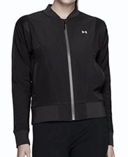 UNDER ARMOUR UA Mixed Media Woven Black Bomber Jacket NEW Womens Sz XS XL