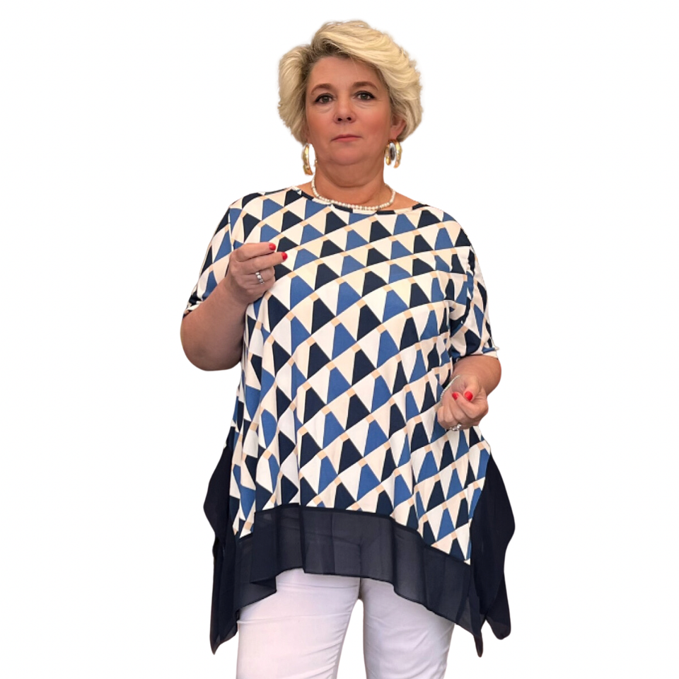 Top Donna Donna Taglie Forti Hanky Orlo a V Collo Lungo Con Spilla Top Donna Donna Taglie Forti Hanky Orlo a V Collo Lungo Con Spilla