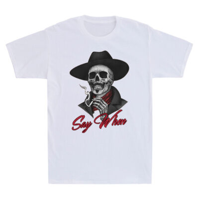Say When Doc Holiday Skull Skeleton Waiting To Death Vintage Men's T-Shirt Black