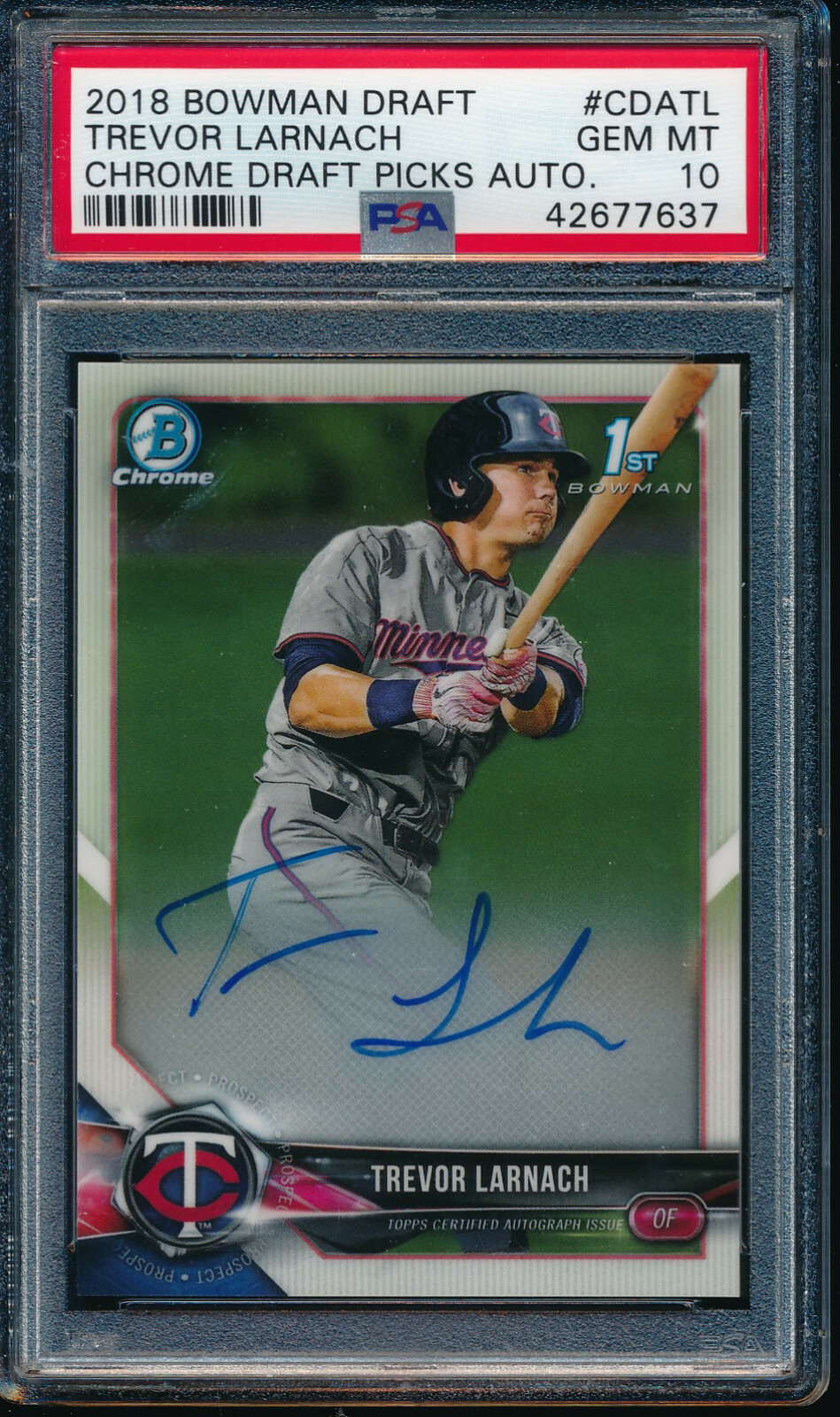 PSA 10 TREVOR LARNACH AUTO 2018 Bowman Chrome Draft Autograph Rookie RC GEM MINT