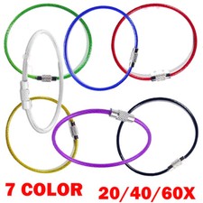 20/40/60pc 2mm 150mm Wire Keychain Cable Metal Luggage Tag Loop 7 Color Key Ring