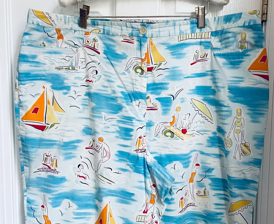 Real Clothes Saks Salon Z Capri Pants Size 20 Stretch Cotton Boats & Beach - Image 2 of 4