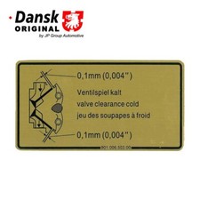 Porsche 911 Engine Valve Adjustment Specification Decal 90100650300 JP DANSK