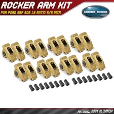 Gold 2024 Aluminum Roller Rocker Arm for Small Block Ford SBF 302 1.6 Ratio 3/8"