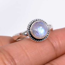 Rainbow Moonstone925 Sterling Silver Statement Ring, Oxide Antique Handmade Ring