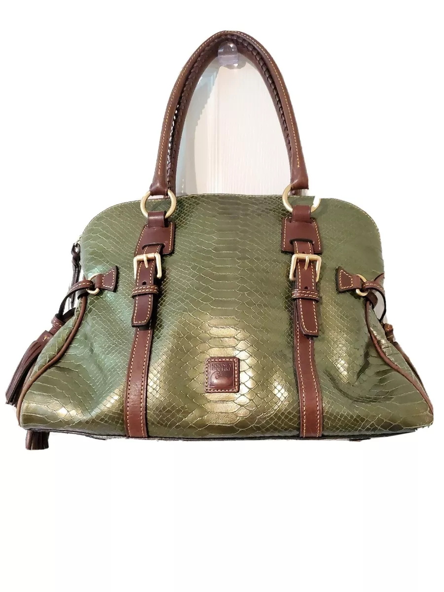 Dooney Bourke Python Leather Large Satchel in Fern Green Limited