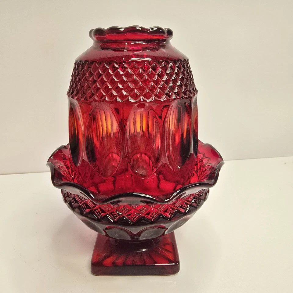 VTG Westmoreland Wakefield Ruby Red Cadmium Glass Fairy Lamp  GLOWS  RARE  - Image 2 of 4