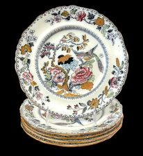 5 GL ASHWORTH MASON'S IRONSTONE CHINOISERIE  LUNCHEON PLATES. 9.25"  1900. 9.5”