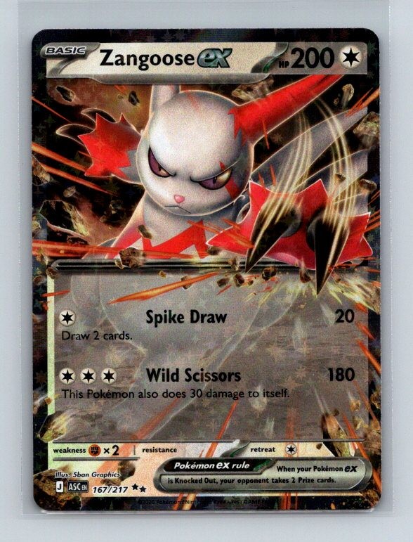 Zangoose ex 167/217 Double Rare ME: Ascended Heroes Pokemon Holo Near Mint