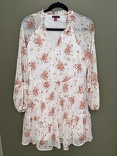 Vince Camuto tiered floral mini dress in white with Flowers Size small