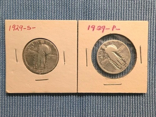 1929-S & 1929-P Standing Liberty Quarters 90% Silver, Plus BONUS coin n.d.