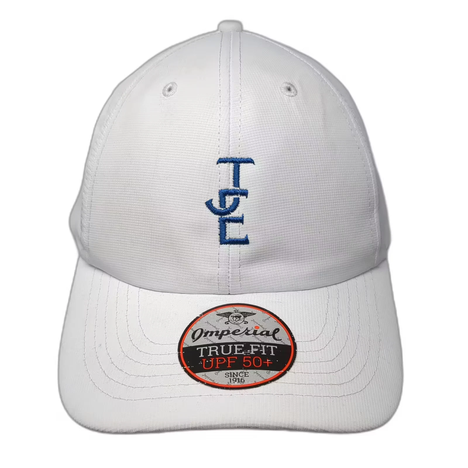 Imperial Baseball Cap White Blue OS Hat Slideback Embroidered UPF 50 The Silks