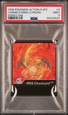 PSA 9 CHARIZARD Charmander Charmeleon 1999 POKEMON ACTION FLIPZ