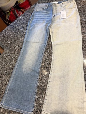 RISEN Los Angeles Women s Blue Lt Wash Mid Rise Straight Leg 5-Pocket Jeans 1X