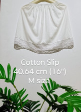 Women's half slip petticoats underdress FLORAL Lace hem Slit skirt Underskirt M