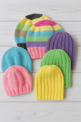 LLAMZ DESIGNS Knitting Pattern Premature Baby Hat Knitting Pattern Rib Striped Plain Beanie DK