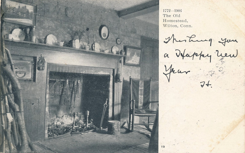 THE OLD HOMESTEAD, WILTON, CONN. CT. FIREPLACE/MANTLE. LIVING ROOM? UDB.