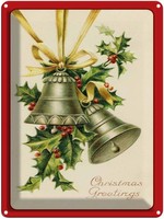 Blechschild 40X30 Cm Weihnachtszweig Glocke Christmas Deko Geschenk Metall Schil