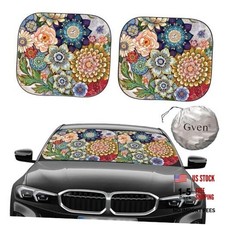 Windshield Sun Shade for Car 2-Piece Foldable Sunshade for Medium Florals