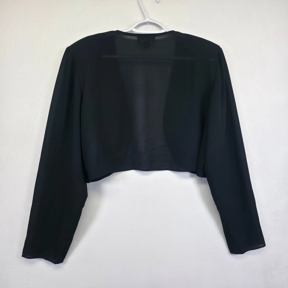 RM Richards Bolero Jacket Womens 14W Black Sequin Beaded Flower Shrug Evening - Image 3 of 4