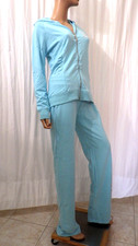 NWT BCBG sz X-LARGE Bust42 95 cotton TURQUOISE  SILVER JACKET 2PC TRACKSUIT
