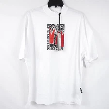Palm Angels Palm Ski Club Loose T-Shirt White/Black/Red 100% Cotton Men's Size M