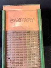 Antique Metal Pink And Green Sanitary Washboard, Small, Read Details