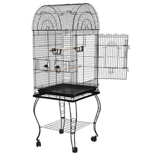 Large Wrought Iron Bird Cage Open Play Top With Double Door Parrot Macaw  63.9" 